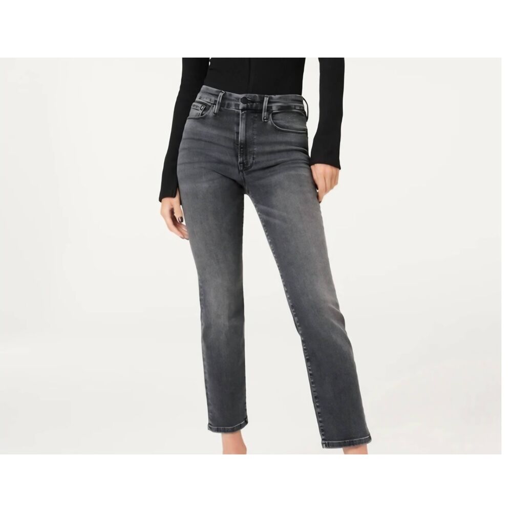Good American Straight Leg Jeans in Washed Gray
